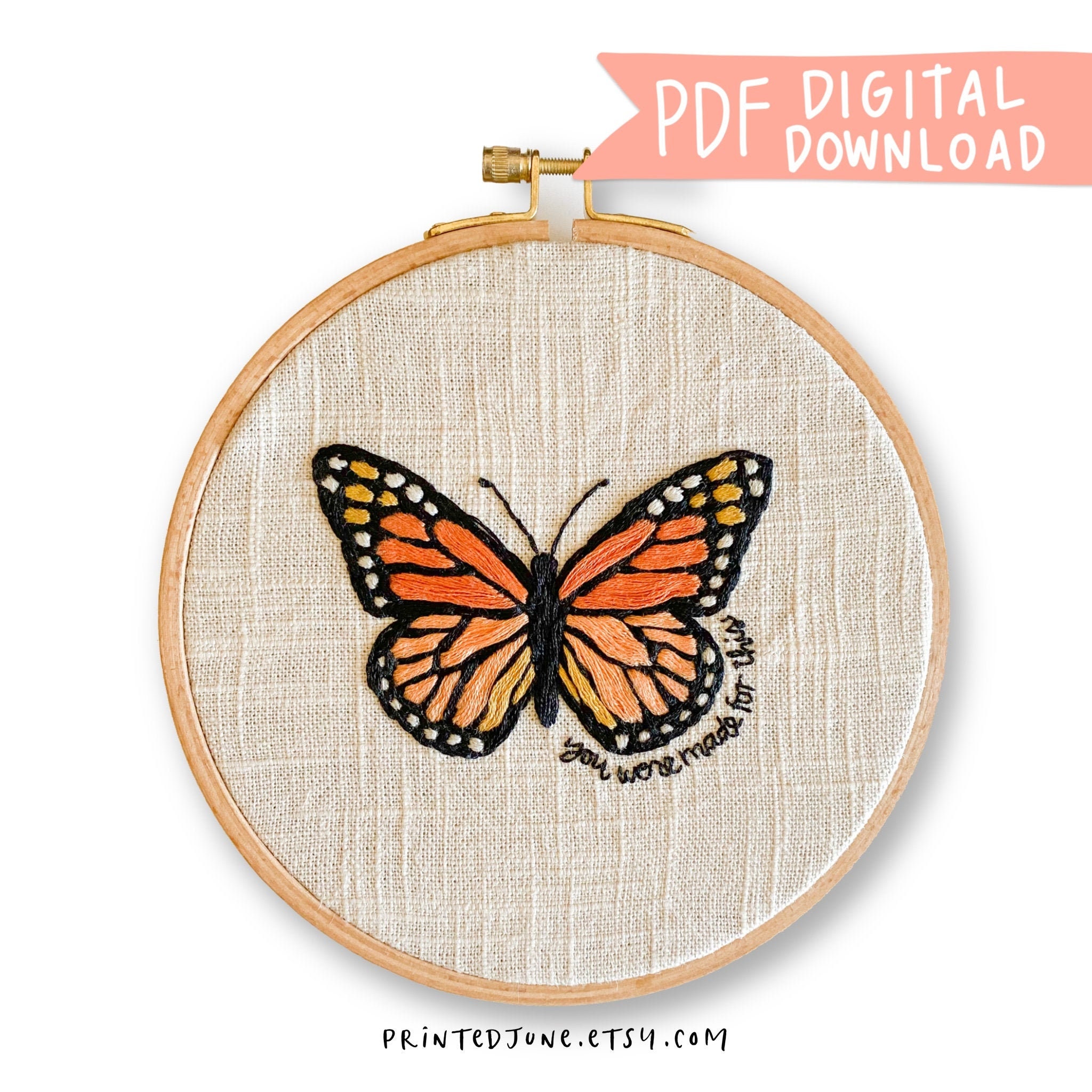 Made For This Butterfly Hand Embroidery Pattern Digital PDF | Etsy