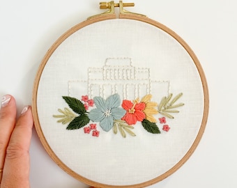 Laie Hawaii LDS Temple Hand Embroidery Pattern, Digital PDF Pattern, Church of Jesus Christ Temple Embroidery, Christian Embroidery Pattern
