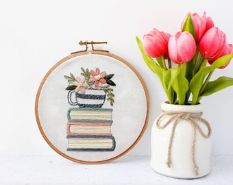 Printed Fabric for Shelf Love Hand Embroidery Pattern, Beginner Embroidery Pattern, Easy Embroidery, Floral Embroidery Pattern, Self Love