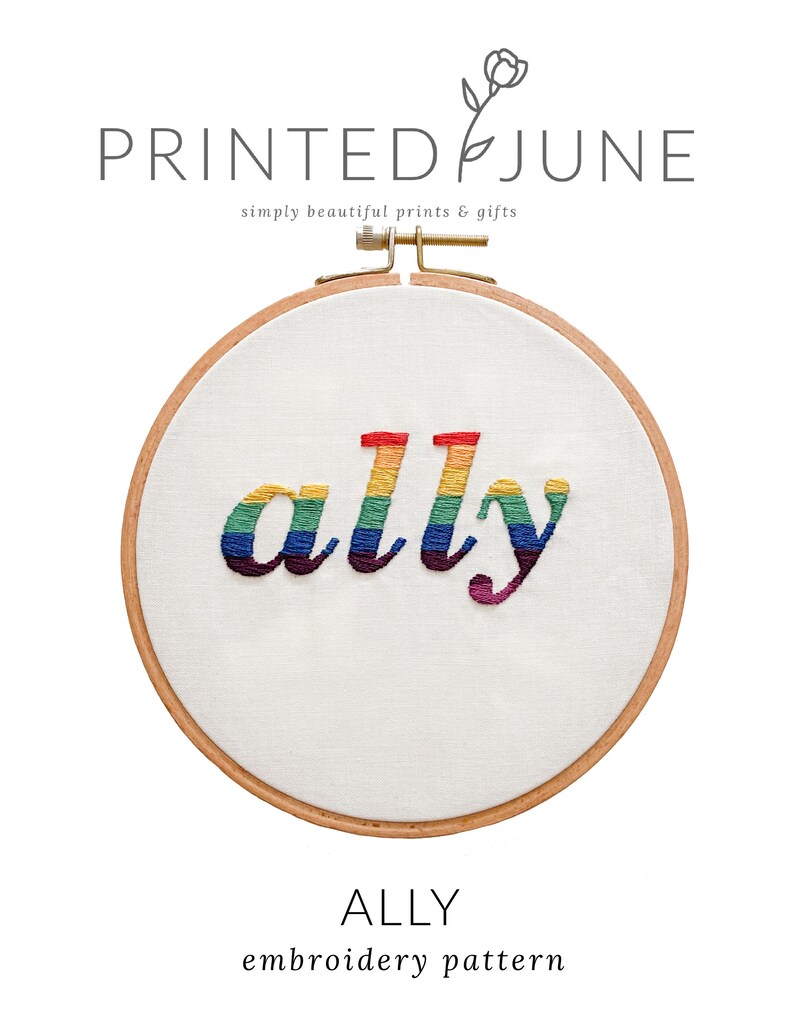 Ally Color Patterns Pride Ally Hand Embroidery Pattern, Digital PDF Downloadable Pattern ...