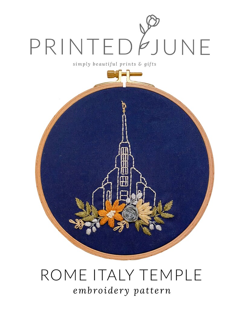 Rome Italy LDS Temple Hand Embroidery Pattern Digital PDF Etsy
