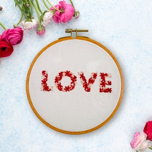 Love Letters Hand Embroidery Pattern - Digital PDF Embroidery Pattern, Valentine’s Day Embroidery Pattern, Valentine’s Day Craft