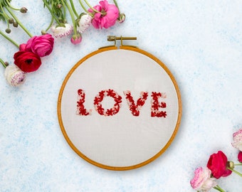 Love Letters Hand Embroidery Pattern - Digital PDF Embroidery Pattern, Valentine’s Day Embroidery Pattern, Valentine’s Day Craft