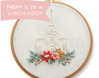 Brigham City Utah LDS Temple Hand Embroidery Pattern, Digital PDF Pattern, Church of Jesus Christ Temple Embroidery, Christian Embroidery