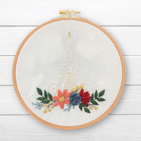 Twin Falls Idaho LDS Temple Hand Embroidery Pattern, Digital PDF Pattern, Church of Jesus Christ Temple Embroidery, Christian Embroidery