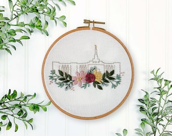 Palmyra New York LDS Temple Hand Embroidery Pattern - Digital PDF Pattern, Church of Jesus Christ Temple Embroidery, Christian Embroidery