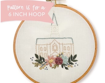 Taylorsville Utah LDS Temple Hand Embroidery Pattern - Digital PDF Pattern, Church of Jesus Christ Temple Embroidery, Christian Embroidery