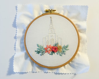 Layton Utah LDS Temple Hand Embroidery Pattern - Digital PDF Pattern, Church of Jesus Christ Temple Embroidery, Christian Embroidery Pattern