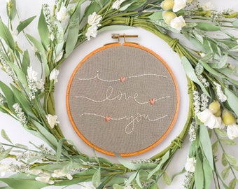 I Love You Hand Embroidery Pattern - Digital PDF Embroidery Pattern, Valentine’s Day Embroidery Pattern, Valentine’s Day Craft, Love Craft