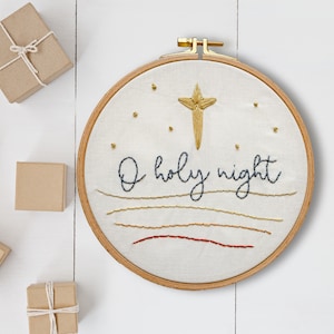 O Holy Night Hand Embroidery Pattern - Digital PDF Pattern, Christmas Embroidery Pattern, Christian Embroidery Pattern, Christmas Gift