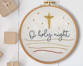 O Holy Night Hand Embroidery Pattern - Digital PDF Pattern, Christmas Embroidery Pattern, Christian Embroidery Pattern, Christmas Gift