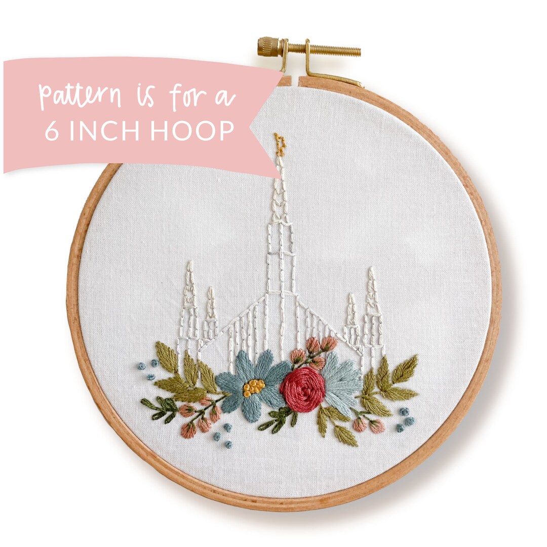 Boise Idaho LDS Temple Hand Embroidery Pattern, Digital PDF Pattern, Church of Jesus Christ