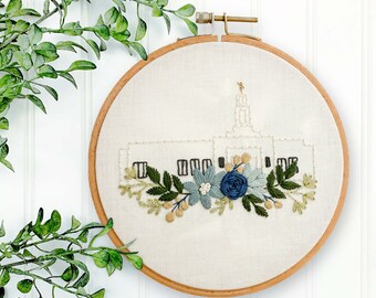 Memphis Tennessee LDS Temple Hand Embroidery Pattern, Digital PDF Pattern, Church of Jesus Christ Temple Embroidery, Christian Embroidery