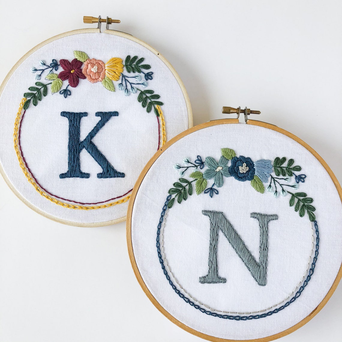 Floral Alphabet Hand Embroidery Pattern DIGITAL DOWNLOAD Etsy