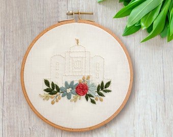 Meridian Idaho LDS Temple Hand Embroidery Pattern - Digital PDF Pattern, Church of Jesus Christ Temple Embroidery, Christian Embroidery