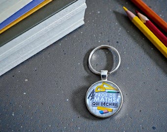 Keychain with cabochon: Math, French, Music, Chemistry, Biology, Spanish, Latin, Visual Arts, Technology, Physics