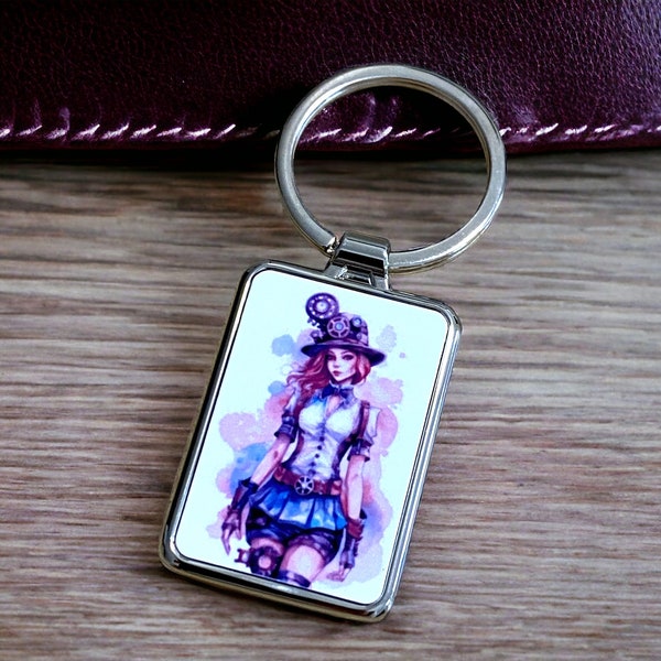 Porte clés femmes steampunk aquarelle