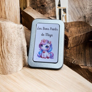 Boîte à bons points école Licorne girly personnalisable école images bons points