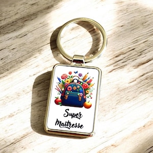 Porte clés école sac d'école super maîtresse