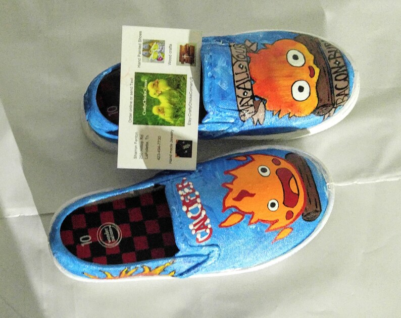 calcifer shoes Painted Canvas Shoes Calcifer Hand Painted Shoes calcifer kids shoes kids Painted Shoes Howls Moving Castle Shoes