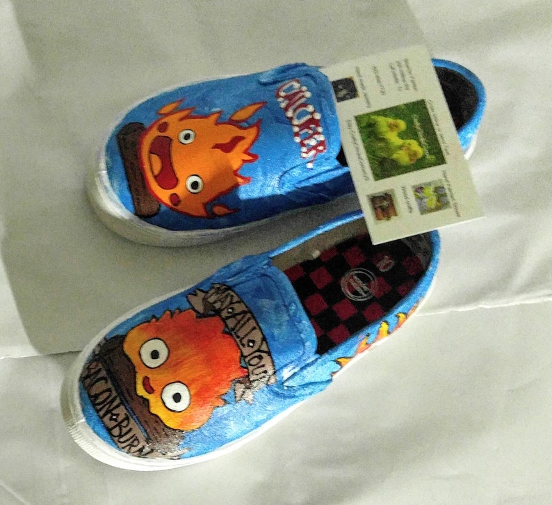 calcifer shoes Painted Canvas Shoes Calcifer Hand Painted Shoes calcifer kids shoes kids Painted Shoes Howls Moving Castle Shoes