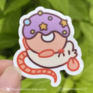 Sticker imperméable Donut Rat, sticker pour ordinateur portable (4 cm)