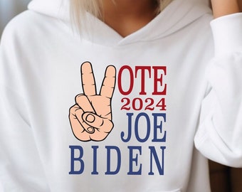 VOTE Biden 2024 Hoodie Various colors, Democrat Hoodie, Biden Girl Gift, Election 2024 Hoodie, Fun Political Hoodie, Campaign volunteer gift