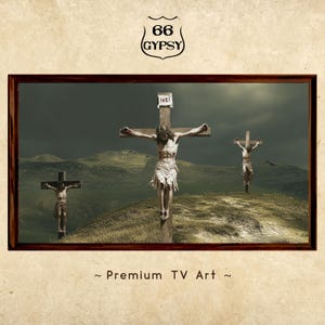 Frame TV Jesus Art Crucifixion Religious Artwork Three Cross Display Christian Home Mountain Art Holy Scene Digital Download Farmhouse Decor