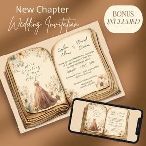 Custom Wedding Invitation Template Wedding Idea Personalized New Chapter Wedding Announcement Country Boho Floral Wedding Instant Download