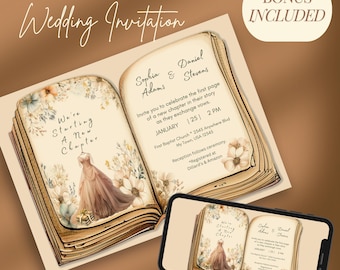 Custom Wedding Invitation Template Wedding Idea Personalized New Chapter Wedding Announcement Country Boho Floral Wedding Instant Download