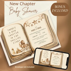Vintage Baby Shower Collection Storybook Theme Digital Bundle Complete Invitation Package Thank You Cards Diaper Raffle Ticket Book Request Insert Sepia Style Design Customizable Template Collection Beautiful Literary Elements Premium