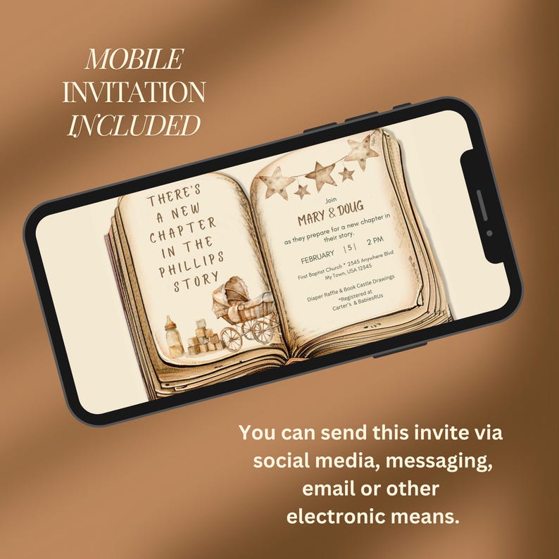 Literary Theme Shower Collection Vintage Storybook Design Digital Template Bundle Complete Invitation Package Thank You Cards Diaper Raffle Insert Book Request Cards Beautiful Sepia Style Elements Premium Quality Collection