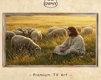 Christian Digital Artwork Jesus Display Religious Decor Home Frame TV Wall Art Instant Download Christian Gift Room Display Pastoral Scene