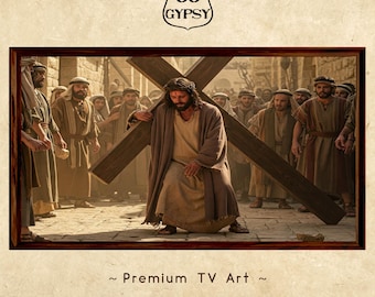 Digital Frame TV Jesus Theme Artwork Wall Display Religious Home Prayer Room Wall Christian Art Download Cross Screen Display Religious