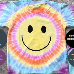 Toddler Tie Dye Tee Shirt,Pastel t-shirts,Tie Dye Smiley Face Toddler Shirt,beach trips,Cotton,Family Vacation Shirts, Matching Family,