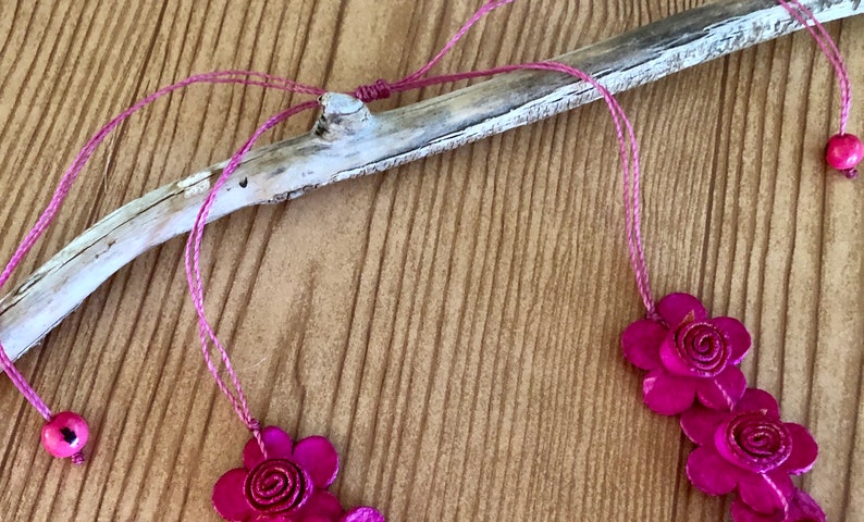 Eco-friendly Flowers Orange Peel Necklace and Earrings Set New Bio-degradable Peruvian Handmade Set. Organic