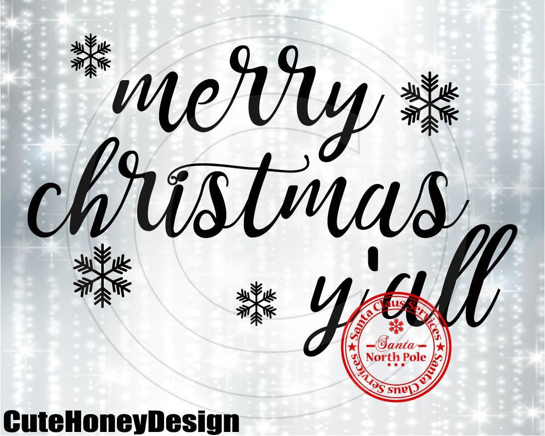 Merry Christmas y'all font Digital Cutting file Clipart | Etsy