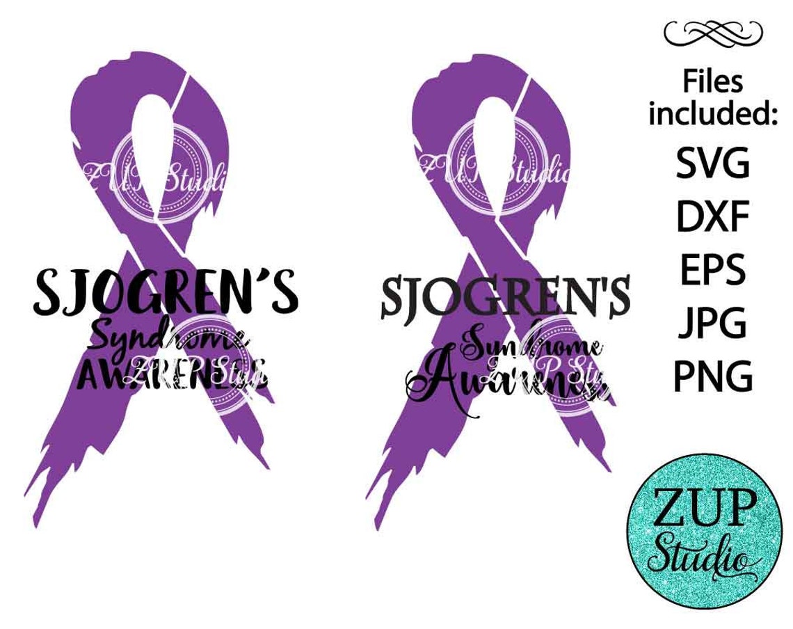 Sjogrens Syndrome Purple Awareness Ribbon Digital Cutting Etsy Ireland