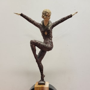 Vintage /Antique, Art Deco, Signed , D.H. Chiparus   (1886-1947)  Dancer of Kapurthala, Bronze on Marble  and / or Onyx