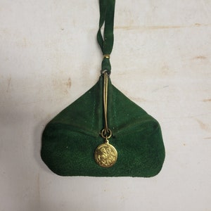 Extremely Rare, Vintage,  Antique Suede Pouch/ Clutch / Coin Purse  made in Austria with a Ducat Coin Pendant