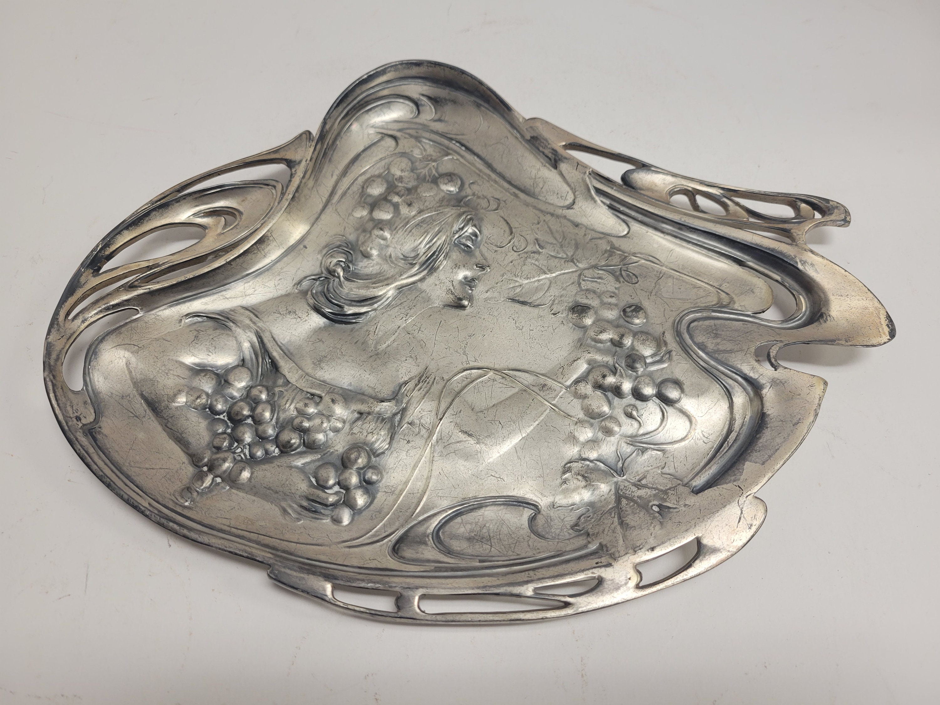 NOUVEAU Over Etsy Silver 1900. Quadruple Plate Comp. - Plating Tray by American RARE, Antique ART 608 Circa Pewter.