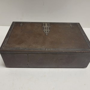 1912 Antique Heintz Art Metal ARTS & CRAFTS or Art Nouveau Sterling Silver on Bronze, Cigar Box, Humidor for R.H. Macy Co