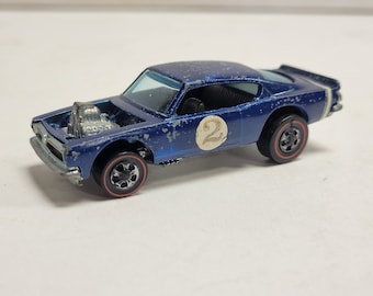 1970, Vintage, Chrysler,  King Cuda,  Redline, Hot Wheels, Mattel , Original,  Hong Kong, #2,  Blue