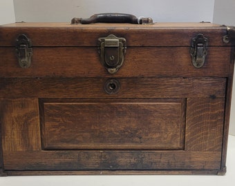 Antique, Circa 1930&#39;s,  UNION STEEL CHEST Corp.,  Wood, 7 Drawer Watch Maker, Tool Maker, Instrument Box Portable Cabinet