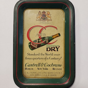 Original antique  metal tip tray - &quot;C And C (Cantrell & Cochrane) - Imperial Dry&quot; Ginger Ale - Circa 1920 based out of Ireland, Advertising