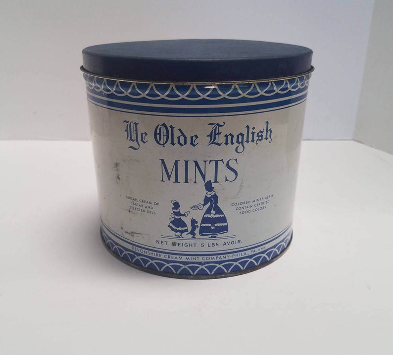 Vintage Tin Ye Olde English Mints Devonshire Cream Mint Etsy