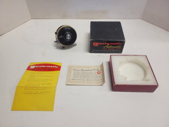 Vintage 1960's Garcia Matic Automatic Fly Fishing Reel 1431 With the  Original Box, Features Card and Registration Card. 
