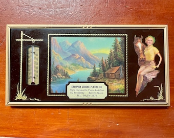 RARE - 1951 Advertising piece - calendar and thermometer Champion Chrome Plating Co. Salem Massachusetts