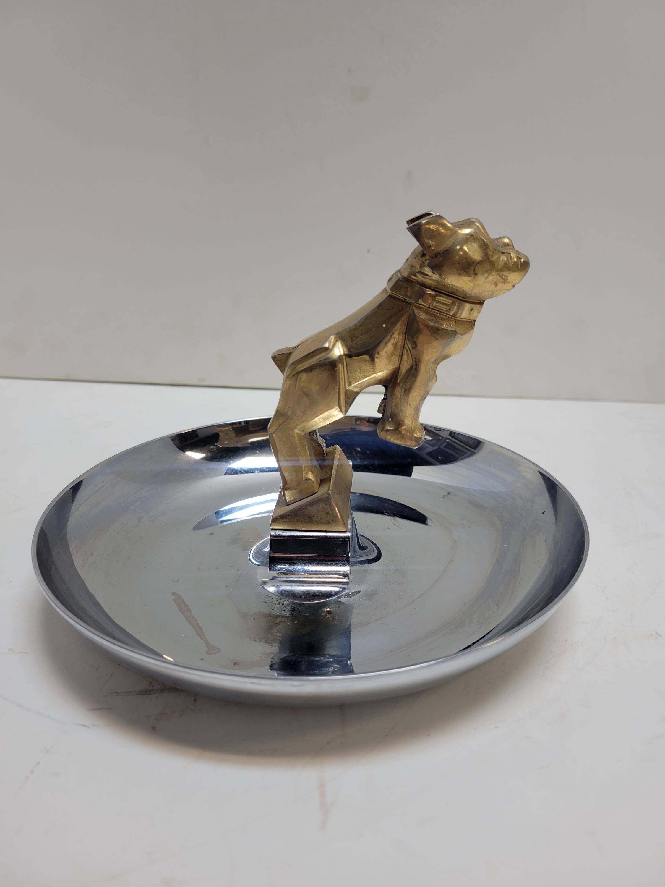 Vintage, Mack Truck, Metal Gold Bulldog, Cigar / Cigarette Ashtray  