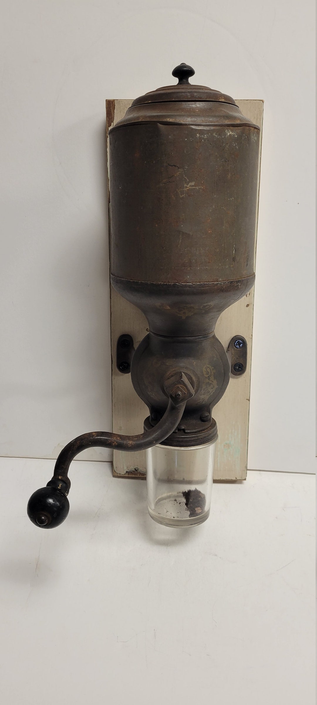 Antique Coffee Grinder, Canister Coffee Mill, Primitive, Metal, Pre